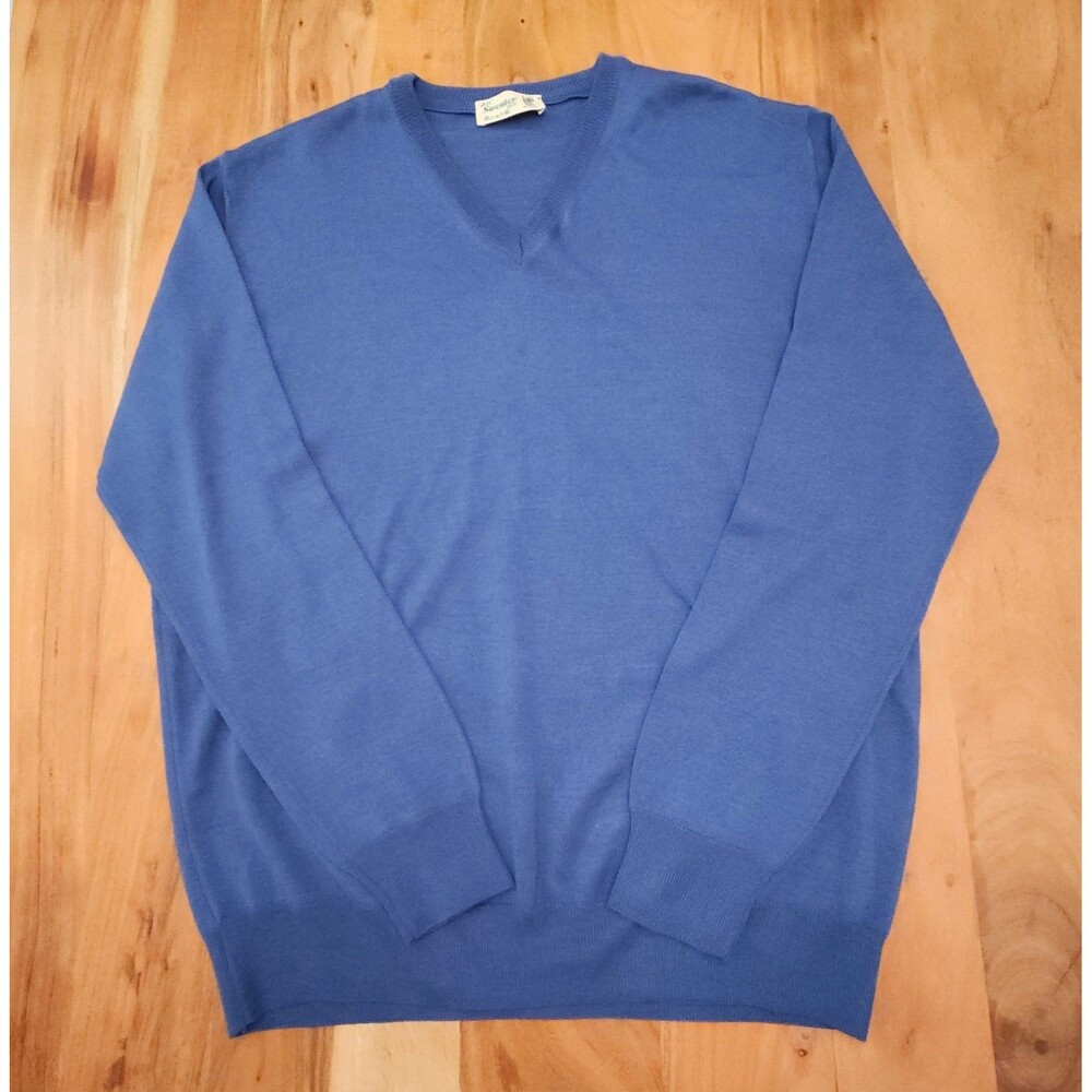 The Sweater Shop Ireland Blue Merino Wool Pullover Sweater Large